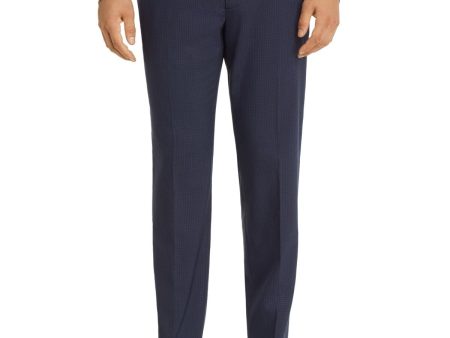 THEORY Mens Blue Tapered, Gingham Slim Fit Wool Blend Suit Separate Online Hot Sale