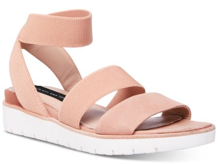 STEVEN Womens Pink 0.5  Platform Stretchy Comfort Padded Ankle Strap Gambel Round Toe Wedge Slip On Leather Slingback Sandal M on Sale