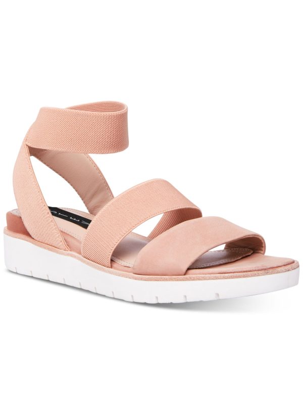 STEVEN Womens Pink 0.5  Platform Stretchy Comfort Padded Ankle Strap Gambel Round Toe Wedge Slip On Leather Slingback Sandal M on Sale