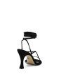 ILIO SMERALDO Womens Black Strappy Cushioned Ilenia Round Toe Flare Lace-Up Leather Heeled Online Sale