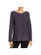 EILEEN FISHER Womens Purple Knit Glitter Metallic Stretch Long Sleeve Boat Neck Tunic Sweater Online now