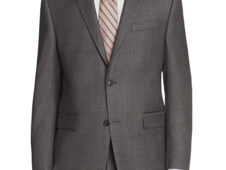 MICHAEL KORS Mens Sharkskin Gray Single Breasted, Classic Fit Wool Blend Blazer on Sale