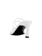 REIKE NEN Womens White Strappy Padded Pointed Toe Sculpted Heel Slip On Leather Dress Slide Sandals Shoes For Discount