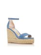 STUART WEITZMAN Womens Blue Denim 1  Platform Padded Ankle Strap Floria Almond Toe Wedge Buckle Espadrille Shoes C on Sale