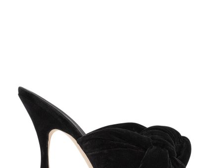 GIAMBATTISTA VALLI Womens Black Knotted Cushioned Almond Toe Flare Slip On Leather Heeled on Sale