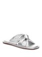 J SLIDES Womens Silver Twist Detail Metallic Padded Yaya Square Toe Slip On Leather Slide Sandals Shoes M Cheap