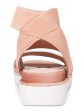 STEVEN Womens Pink 0.5  Platform Stretchy Comfort Padded Ankle Strap Gambel Round Toe Wedge Slip On Leather Slingback Sandal M on Sale