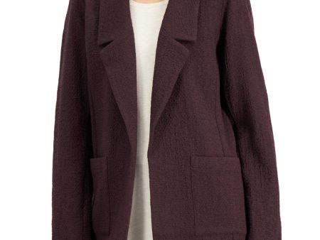 EILEEN FISHER Womens Purple Stretch Textured Pocketed Notched Collar Open Front Wear To Work Jacket Sale