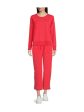 EILEEN FISHER Womens Red Knit Ribbed Ballet-neck Lightweight Long Sleeve Hi-Lo Top Discount