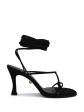 ILIO SMERALDO Womens Black Strappy Cushioned Ilenia Round Toe Flare Lace-Up Leather Heeled Online Sale