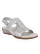 EASY SPIRIT Womens Silver Mixed Media Adjustable Arch Support Goring Comfort Rhinestone Metallic Hazel Round Toe Wedge Slingback Sandal M Online now