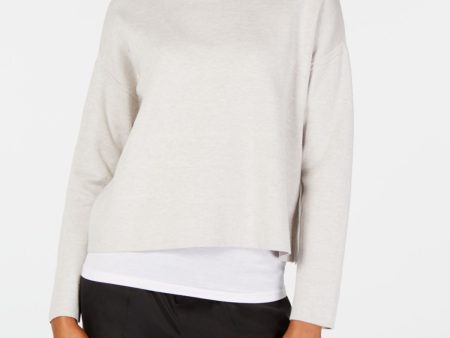 EILEEN FISHER Womens Gray Striped Long Sleeve Jewel Neck Sweater Sale