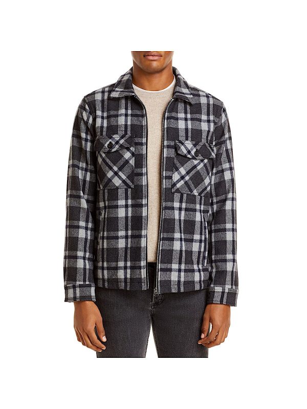 BLANK NYC Mens Gray Plaid Zip Up Jacket For Sale