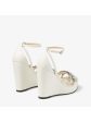 JIMMY CHOO Womens Ivory 1  Platform Padded Embellished Ankle Strap Bing 120 Open Toe Wedge Buckle Leather Dress Heeled For Discount