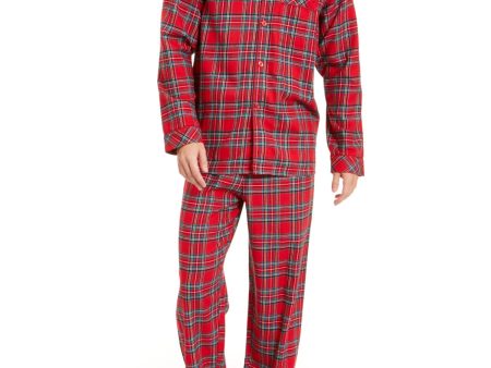 FAMILY PJs Red Notched Collar Plaid Long Sleeve Straight leg Everyday Pajamas For Sale