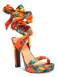 INC Womens Orange Floral 1  Platform Ankle Strap Padded Noyar Round Toe Block Heel Lace-Up Heeled M Online Hot Sale