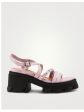 GANNI Womens Pink Lug Sole 2  Platform Embellished Strappy Round Toe Block Heel Buckle Leather Slingback Sandal Online Sale