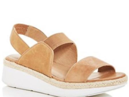 EILEEN FISHER Womens Honey Beige Mixed Media 1  Platform Jute Wrapped Elasticized Ankle Strap Cushioned Dash Round Toe Wedge Slip On Leather Slingback Sandal Hot on Sale