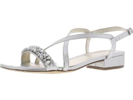 NATURALIZER Womens Silver Breathable Strappy Rhinestone Cushioned Macy Round Toe Buckle Slingback Sandal M Online Sale