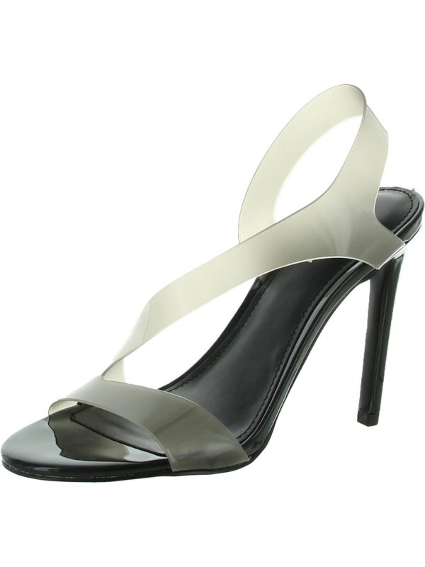 GUESS Womens Gray Translucent Asymmetrical Padded Ferry Almond Toe Stiletto Slip On Dress Slingback Sandal M Hot on Sale