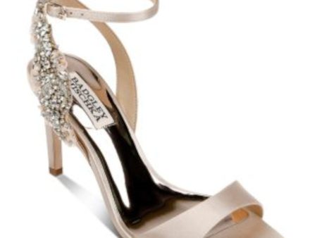 BADGLEY MISCHKA Womens Beige Ankle Strap Embellished Tisha Square Toe Stiletto Buckle Dress Heeled Hot on Sale