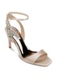 BADGLEY MISCHKA Womens Beige Ankle Strap Embellished Tisha Square Toe Stiletto Buckle Dress Heeled Hot on Sale