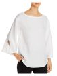 EILEEN FISHER Womens White Slitted Bell Sleeve Boat Neck Blouse Supply