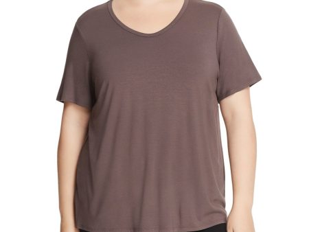 EILEEN FISHER Womens Gray Stretch Printed Short Sleeve V Neck Top Cheap