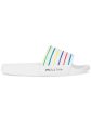 PAUL SMITH Mens White Striped Logo Comfort Nyro Round Toe Slip On Slide Sandals Shoes Discount