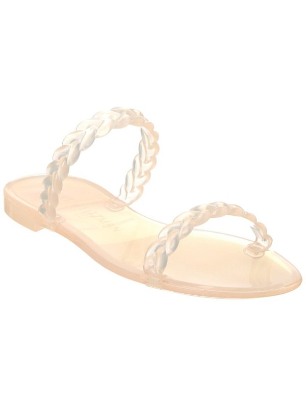 STUART WEITZMAN Womens Pink Braided Strappy Sawyer Round Toe Slip On Slide Sandals Shoes B Fashion