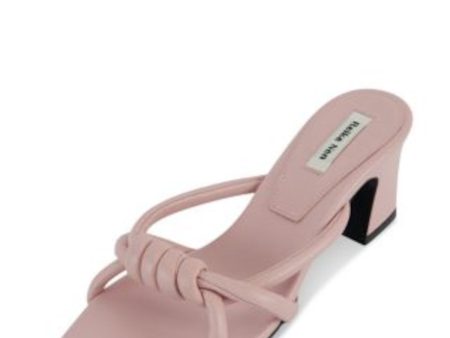 REIKE NEN Womens Pink Knotted Strap Logo Footbed Logo Rn3sh006 Pointed Toe Block Heel Slip On Leather Heeled For Discount