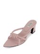 REIKE NEN Womens Pink Knotted Strap Logo Footbed Logo Rn3sh006 Pointed Toe Block Heel Slip On Leather Heeled For Discount