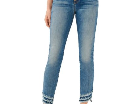 7 FOR ALL MANKIND Womens Blue Stretch Pocketed Zippered Raw-hem Ankle Skinny Jeans Online