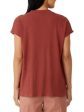 EILEEN FISHER Womens Brown Stretch Ribbed Textured Short Sleeve Crew Neck Top Fashion