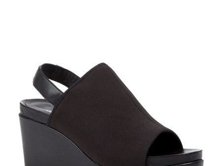 EILEEN FISHER Womens Black 1-1 2  Platform Comfort Stretch Port Round Toe Wedge Slip On Slingback Sandal M Online Sale