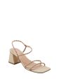 MARC FISHER LTD Womens Beige Padded Twisted Goring Strappy Carys Square Toe Flare Slip On Heeled M For Cheap