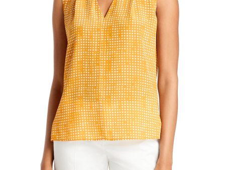 BOSS Womens Orange Zippered Printed Sleeveless V Neck Top Sale