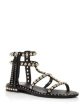 ASH Womens Black Goring Padded Studded Tasseled Power Round Toe Zip-Up Leather Gladiator Sandals Shoes Fashion