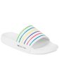 PAUL SMITH Mens White Striped Logo Comfort Nyro Round Toe Slip On Slide Sandals Shoes Discount