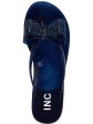 INC Womens Blue Bow And Rhinestone Accents Slip Resistant Comfort Madena Round Toe Slip On Thong Sandals Shoes M Online Sale