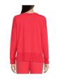 EILEEN FISHER Womens Red Knit Ribbed Ballet-neck Lightweight Long Sleeve Hi-Lo Top Discount