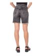 EARNEST SEWN NEW YORK Womens Black Denim Frayed Pocketed Button Fly High Waist Shorts Hot on Sale