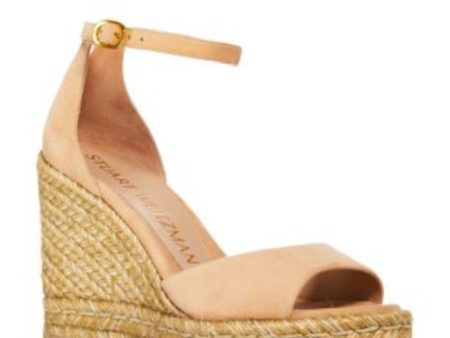 STUART WEITZMAN Womens Beige Cushioned Adjustable Strap Ankle Strap Woven Nudistcurve Almond Toe Wedge Buckle Leather Espadrille Shoes B Online Sale