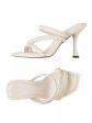 JIMMY CHOO Womens White Twisted Detail Padded Diosa 90 Square Toe Flare Slip On Leather Heeled Online Hot Sale