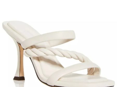 JIMMY CHOO Womens White Twisted Detail Padded Diosa 90 Square Toe Flare Slip On Leather Heeled Online Hot Sale