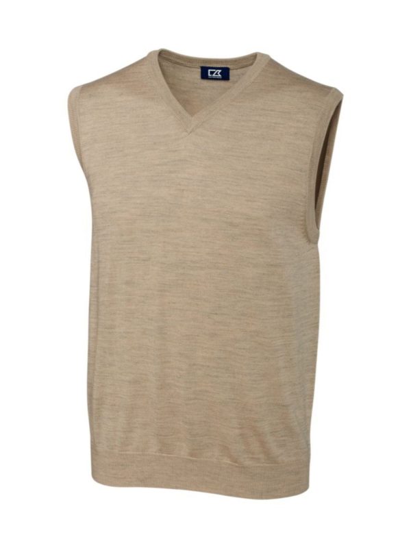 CUTTER & BUCK Mens Beige Sleeveless V Neck Oversized Fit Sweater Online now