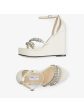 JIMMY CHOO Womens Ivory 1  Platform Padded Embellished Ankle Strap Bing 120 Open Toe Wedge Buckle Leather Dress Heeled For Discount