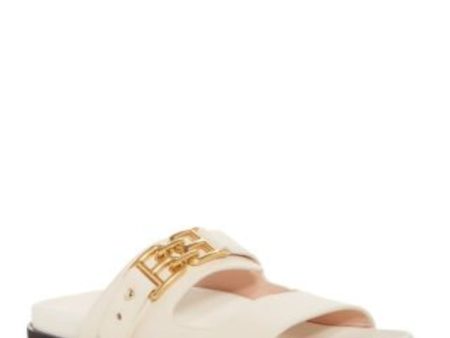 BALLY Womens Beige Contoured Footbed Adjustable Buckle Accent Emma Open Toe Slip On Leather Slide Sandals Shoes Fashion