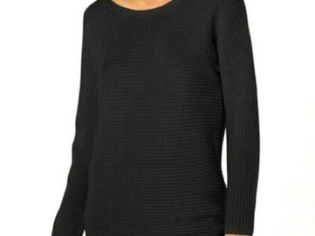 BAR III Womens Black Cut Out Crisscross-back Long Sleeve Scoop Neck Tunic Sweater Online now