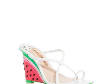 SOPHIA WEBSTER Womens White Watermelon Embellished Brooke Square Toe Wedge Slip On Leather Heeled Supply